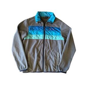Cotopaxi Women’s Medium Gray Thin Fleece Full Zip Jacket Blue Nylon Trim
